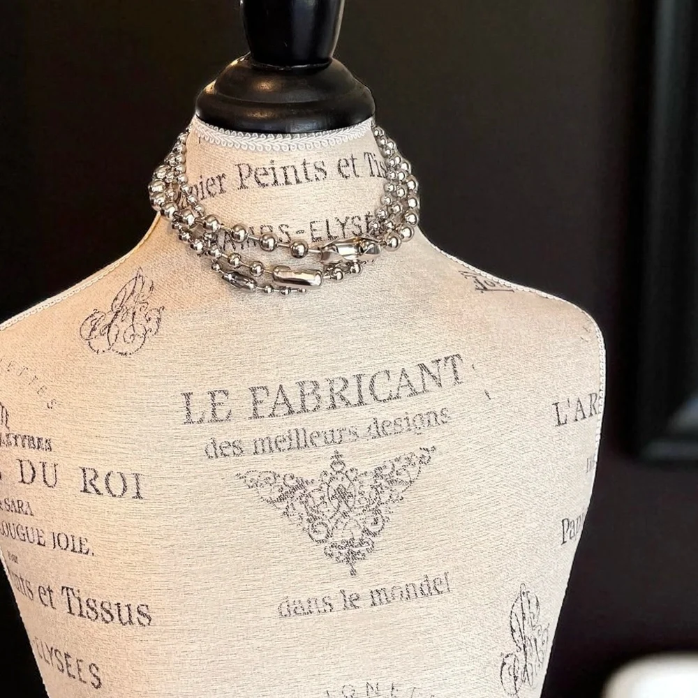 Ball Linked Chain Chunky Choker necklaces modern inspired look 3 different sizes